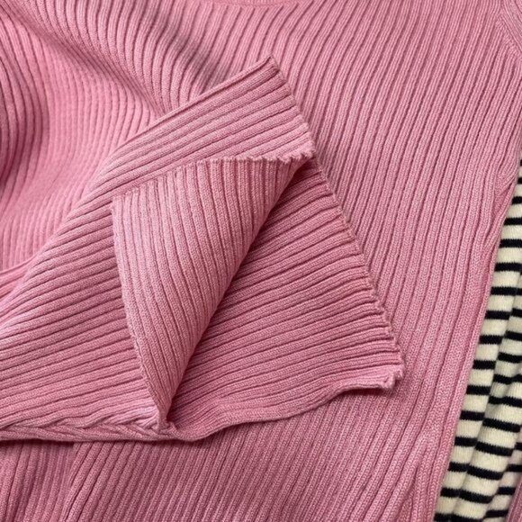 H&M MAMA sweater women’s size S Pink LONG BELL SLEEVE , SLITS , Cable RIBBED NWT - Picture 7 of 10